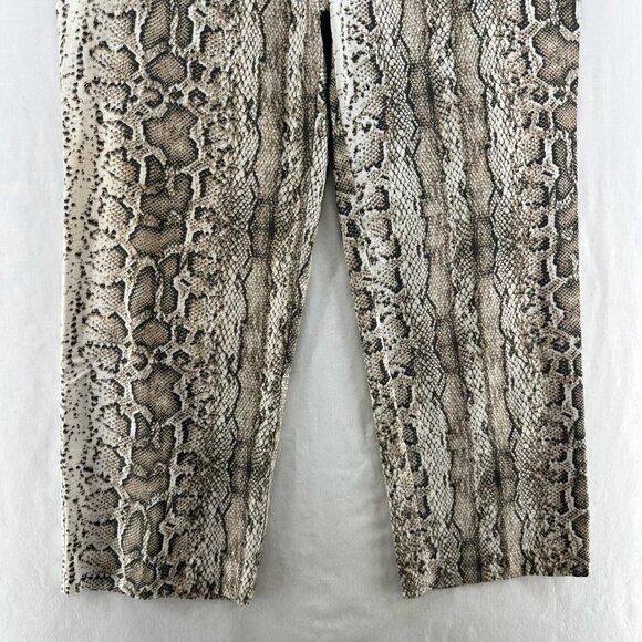 Jules & Leopold Pull-On Crop Pants Womens M Slim Straight Snake Skin Print Beige - Picture 4 of 12